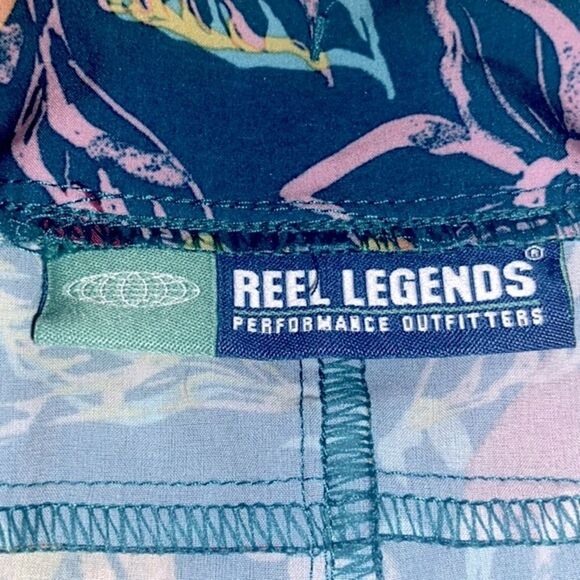 Reel Legends Women’s Sz Medium Green Tropical Leaves Woven Shorts - Picture 5 of 6